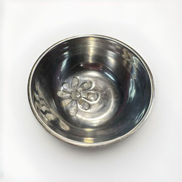 Towle Other - TOWLE Silversmiths 5" Aluminum Bowl Inlaid Mother of Pearl Aster Flower Dip Dish